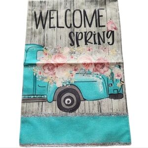 Welcome Spring rustic spring floral garden flag